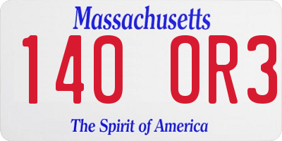 MA license plate 140OR3