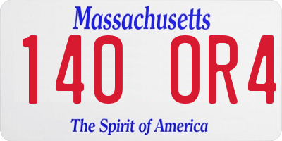 MA license plate 140OR4