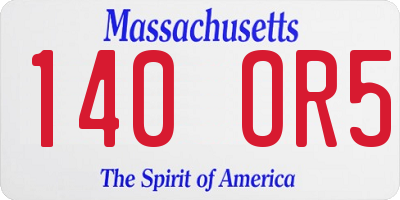 MA license plate 140OR5