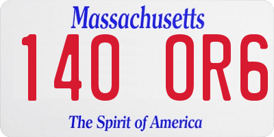 MA license plate 140OR6