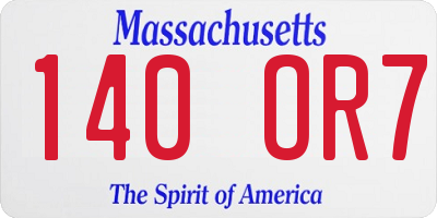 MA license plate 140OR7