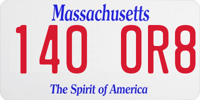 MA license plate 140OR8