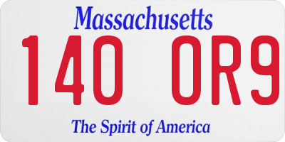 MA license plate 140OR9