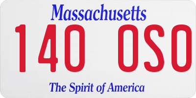 MA license plate 140OS0