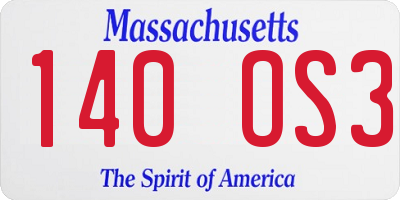 MA license plate 140OS3