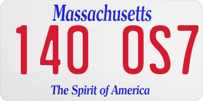MA license plate 140OS7