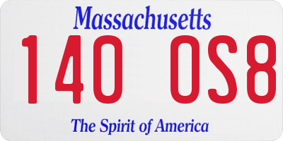 MA license plate 140OS8
