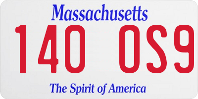 MA license plate 140OS9