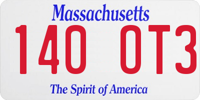 MA license plate 140OT3