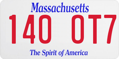 MA license plate 140OT7