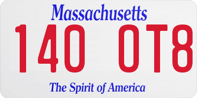 MA license plate 140OT8