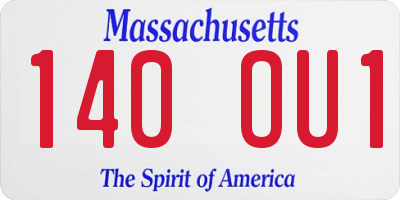 MA license plate 140OU1