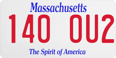 MA license plate 140OU2