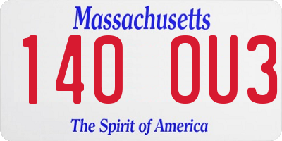 MA license plate 140OU3