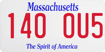 MA license plate 140OU5