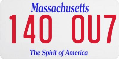 MA license plate 140OU7