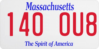 MA license plate 140OU8