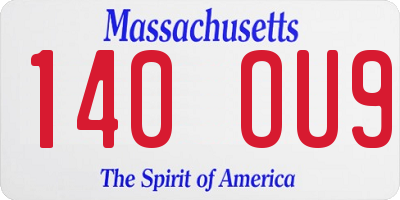 MA license plate 140OU9