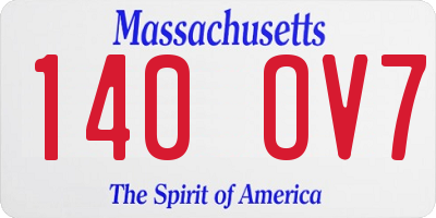 MA license plate 140OV7