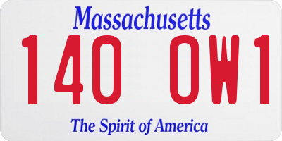 MA license plate 140OW1