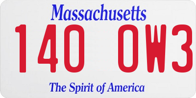 MA license plate 140OW3