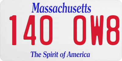 MA license plate 140OW8