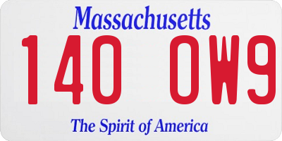 MA license plate 140OW9