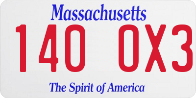 MA license plate 140OX3