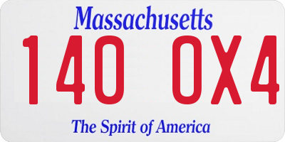 MA license plate 140OX4