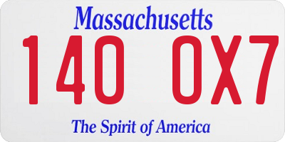MA license plate 140OX7