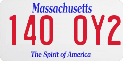 MA license plate 140OY2