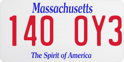 MA license plate 140OY3