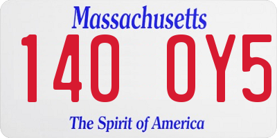 MA license plate 140OY5