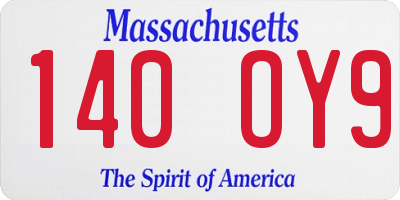 MA license plate 140OY9
