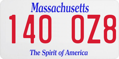 MA license plate 140OZ8