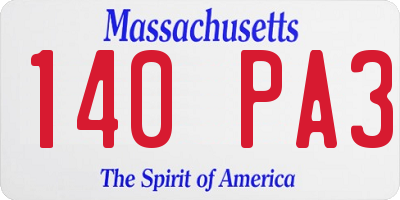 MA license plate 140PA3