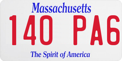 MA license plate 140PA6