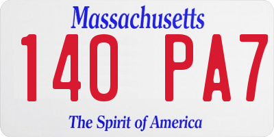 MA license plate 140PA7