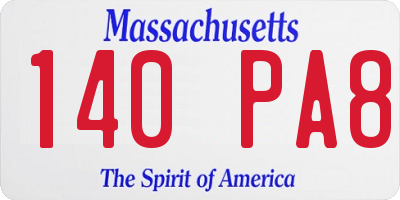MA license plate 140PA8