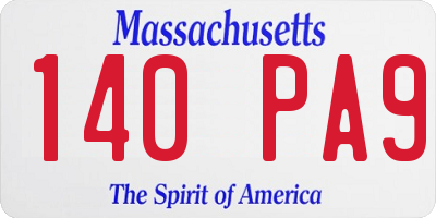 MA license plate 140PA9