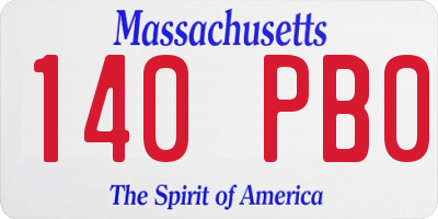 MA license plate 140PB0