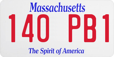 MA license plate 140PB1