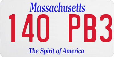 MA license plate 140PB3