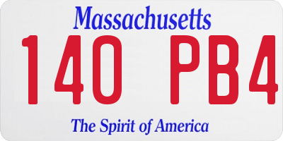 MA license plate 140PB4
