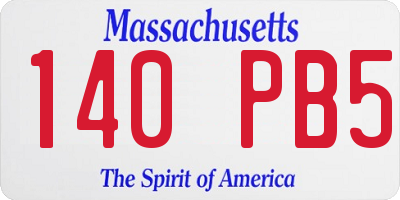 MA license plate 140PB5