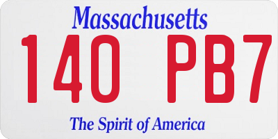 MA license plate 140PB7