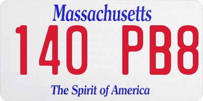 MA license plate 140PB8