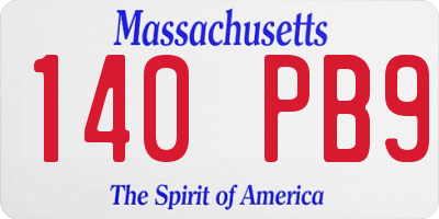 MA license plate 140PB9