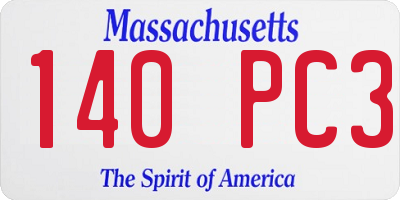 MA license plate 140PC3