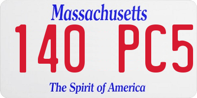 MA license plate 140PC5